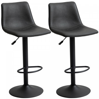 HOMCOM 2pc Adjustable Counter Height Bar Stools Kitchen Counter Stool Grey