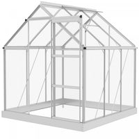 Outsunny 6' x 4' Polycarbonate Greenhouse, Walk-In Greenhouse with Sliding Door, Adjustable Window,