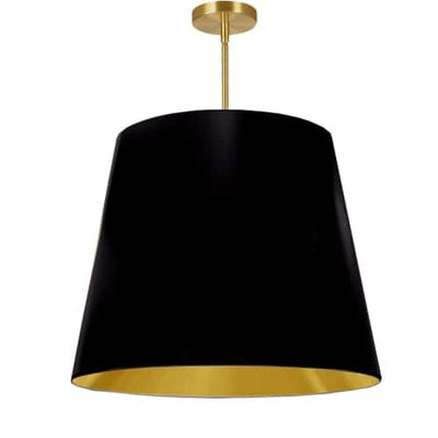 Dainolite Oversized Drum 1 Light Pendant tapered Drum Large Black/Gold Shade Lamp|Grand luminaire suspendu de Dainolite avec très grand abat-jour cylindrique effilé noir et doré, et 1 ampoule