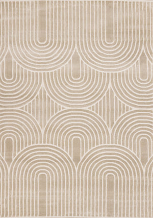 Leopold Neutral Cream Beige Modern Arches Area Rug - 5'3