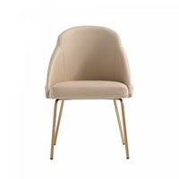 Gracie Modern Metal Vegan Leather Dining Chair in Tan and Gold