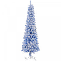 Homcom Snow Flocked Pencil Christmas Tree Slim Artificial Christmas Tree