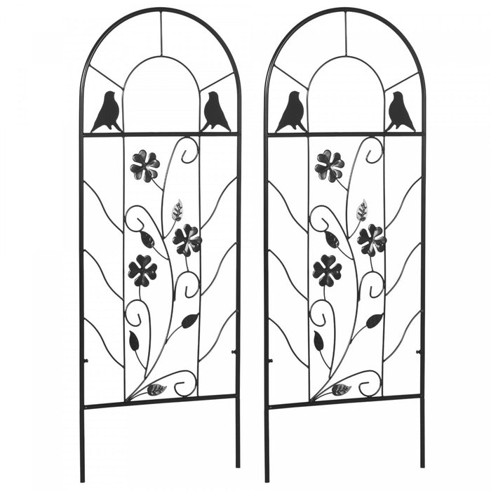 Outsunny Garden Trellis With Birds For Climbing Plants, 2 Pack, 39\" Tall