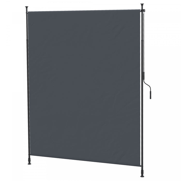 Outsunny 7' x 10' Retractable Patio Awning, Outdoor Privacy Screen, Grey