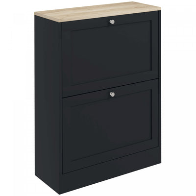 HOMCOM Slim Shoe Cabinet with 2 Flip Drawers Adjustable Shelves Black