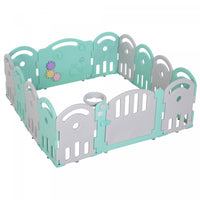 Qaba Baby Enclosure, 14 Panels Baby Playpen Baby Play Yard, Indoor & Outdoor Kids Activity Center, G