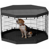 Pawhut Dog Playpen, 8 Panels Foldable Dog Pen With Waterproof Bottom Pad, Sunproof Top Cover, 36\"h Dog Fence For Indoor Outdoor, For Medium Small Dogs And Pets