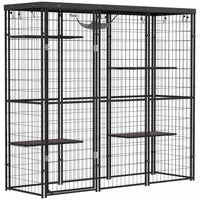 Pawhut Catio Outdoor Cat Enclosure, Weld Wire Outdoor Cat House With Waterproof Cover, 4 Jumping Platforms, Hammock, Cat Cage Indoor For 1-3 Kittens, 69