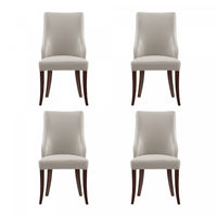 Connie Modern Vegan Leather and Velvet Wood Dining Chair in Light Gray - Set of 4 
