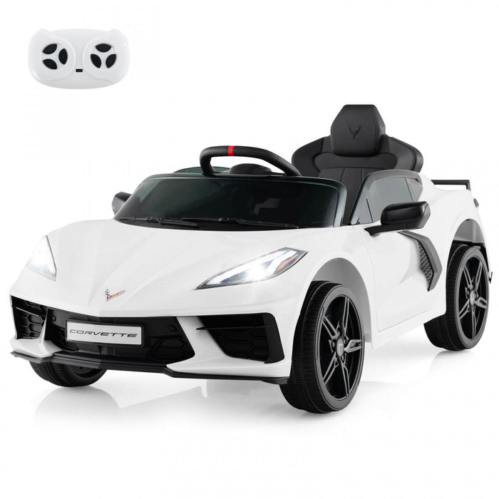 Costway 12v Electric Kids Ride On Car With Remote Control Wireless Connection Lights White