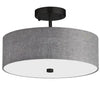 Dainolite Everly 3 Light Semi-flush Mount Matte Black Grey Shade Lamp