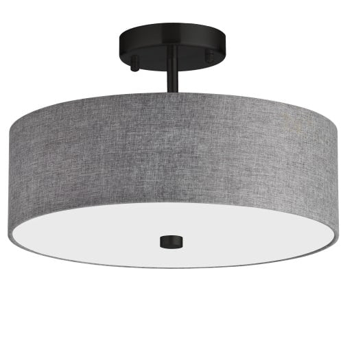 Dainolite Everly 3 Light Semi-flush Mount Matte Black Grey Shade Lamp