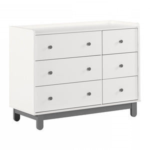 Bebble Six-Drawer Double Dresser - Soft Grey/White