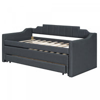 Hogan Linen-look Fabric Upholstered Daybed With Trundle And Storage Drawers, Twin Size - Grey 