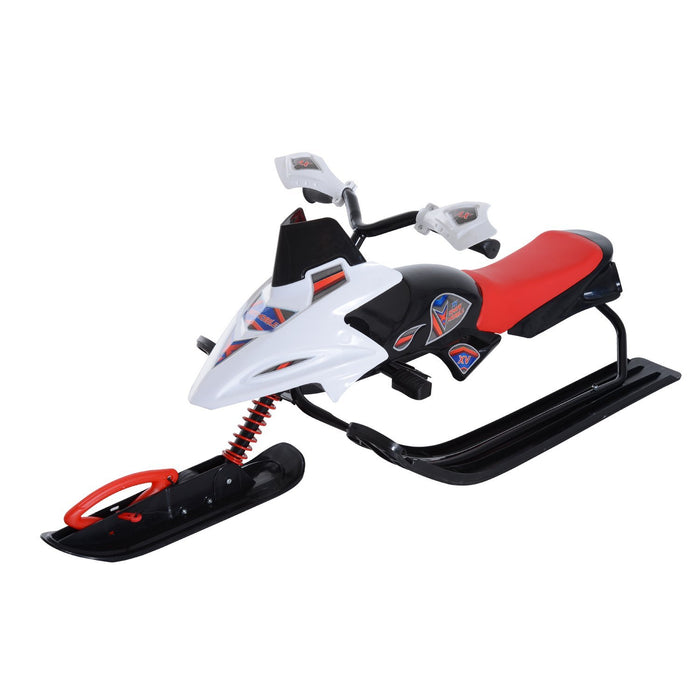 Soozier Snow Racer Sleds For Kids With Padded Rubber Seat, Snow Motor With Wind Shield Handle And Anti-slip Pedal, Winter Gift For Boys And Girls