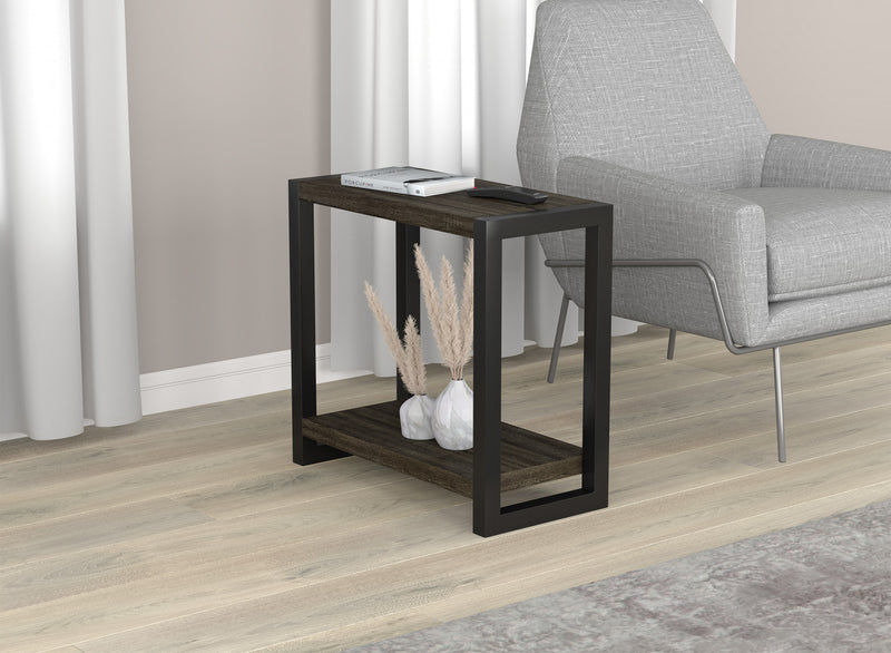 23” Classic Narrow Accent Table With Storage Shelf - Dark Grey