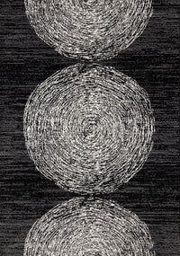 Florence Black Grey White Tree Ring Design Rug, 5'3