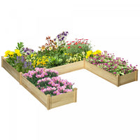 Outsunny Diy Five-box Raised Garden Bed, Wooden Planters For Outdoor Plants, Vegetables, Flowers, He