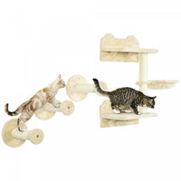 Pawhut 4pcs Cat Wall Shelf With Scratching Posts, Hammock, Setps, Platforms, Cat Shelves For Relaxin