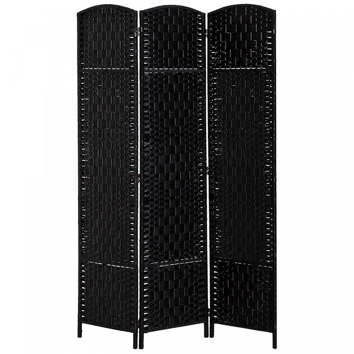 Homcom Double Hinged Woven Wicker Room Divider And Privacy Screens