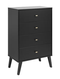 Milo Tall 4-Drawer Chest - Black