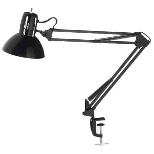 Dainolite Working/Task Lamp Spring Balanced Clampon Gloss Black 36\" Reach