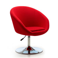 Manhattan Comfort Hopper Polished Chrome Wool Blend Adjustable Height Chair - Red