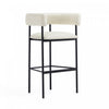 Onda Contemporary Vegan Leather Metal Upholstered Barstool in Ivory