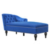 Serena Velvet Chaise Lounge with Button Tufting and Nailhead Trim, Blue