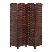 Homcom Double Hinged Woven Wicker Room Divider And Privacy Screens