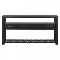 Ava 62.2'' Large Entryway Table with Drawers and Open Shelves,Black Sofa Table