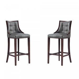 Fifth Avenue Traditional Wood Upholstered Barstool in Graphite - Set of 2