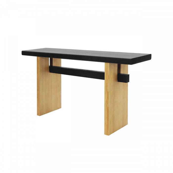 Emma 59.25\" Farmhouse Style Sofa Table for Entryway -Black & Brown