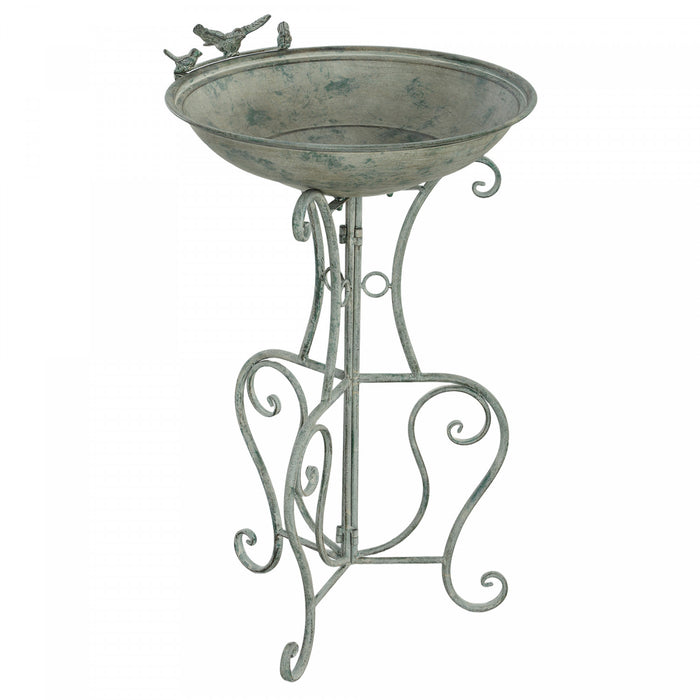 Outsunny Metal Bird Bath For Outdoors, 19.3\" Birdbath With Bird Statues