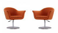Voyager Modern Woven Blend Swivel Lounge Chair in Orange - Set of 2