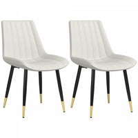 HOMCOM Dining Chairs Set of 2, PU Leather Upholstered Kitchen Chair, Cream