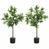 HOMCOM Set of 2 Fake Plants with 345 Leaves, Lifelike Laurel Trees, Green
