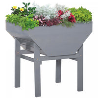 Outsunny Elevated Planter Box With Legs Wood Raised Garden Bed With Non-woven Fabric, Elevated Plant