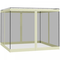Outsunny Gazebo Mosquito Netting Replacement, 4-panel Canopy Screen Walls With Zipper For 10' X 10'