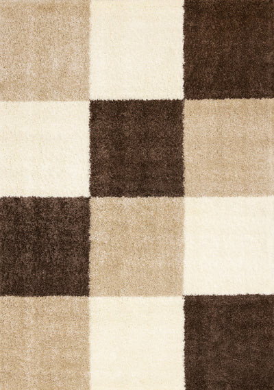 Fairmont Brown Beige White Checkered Rug, 5'3" x 7'7" Indoor Area Rug | Tapis Fairmont a carreaux brun beige blanc, 5'3" x 7'7"