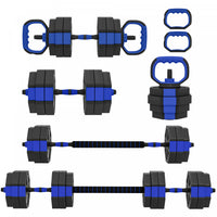 Soozier 6-in-1 Adjustable Dumbbell Set, 66lbs Free Weights Set, Blue