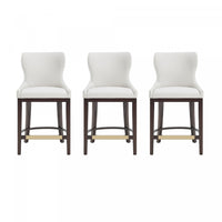 Blair Modern Wood Upholstered Counter Stool in White - Set of 3 Bar Stool