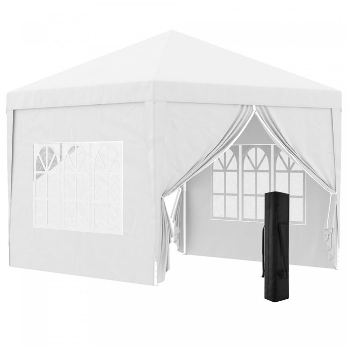 Outsunny 10'x10' Outdoor Pop Up Party Tent Gazebo Canopy With Carrying Bag (white)