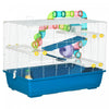 Pawhut 31\" Large Hamster Cage, Small Animal House, Multi-storey Gerbil Haven, Tunnel Tube System, With Water Bottle, Exercise Wheel, Food Dish, Ramps, Blue