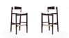 Klismos Mid-Century Modern Wood Upholstered Barstool in Ivory - Set of 2
