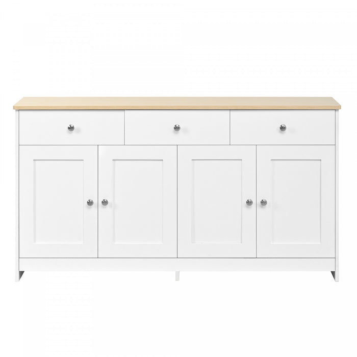 Grace 55.1\" Rustic Wood Buffet Cabinet with Doors and Drawers,White Accent Cabinet