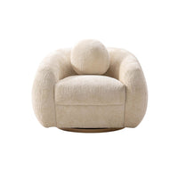 Tribeca Mid-Century Modern Chenille Lounge Chair in Cream 