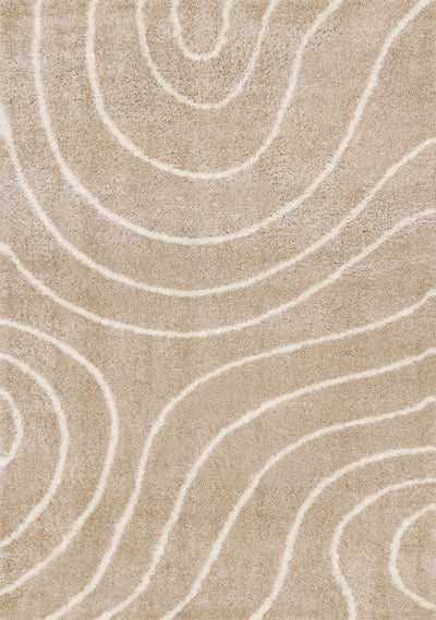 Fairmont Taupe Cream Curved Lines Rug, 6'7" x 9'6" Indoor Area Rug | Tapis Fairmont aux lignes courbes creme taupe, 6'7" x 9'6"