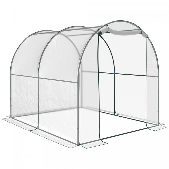 Outsunny 6.6' X 8.2' X 6.6' Dome Tunnel Greenhouse Plant Shed Garden Hot House Growing Tent W/ Roll Up Door, Transparent