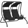 Outsunny 2-seat Patio Swing Chair W/ Removable Canopy & Cup Holders, Black